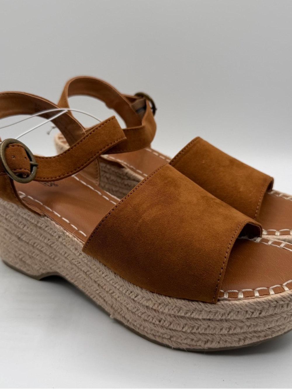 Seychelles Cognac Espadrille Platform Wedge Sandals Womens 9 Ankle Strap